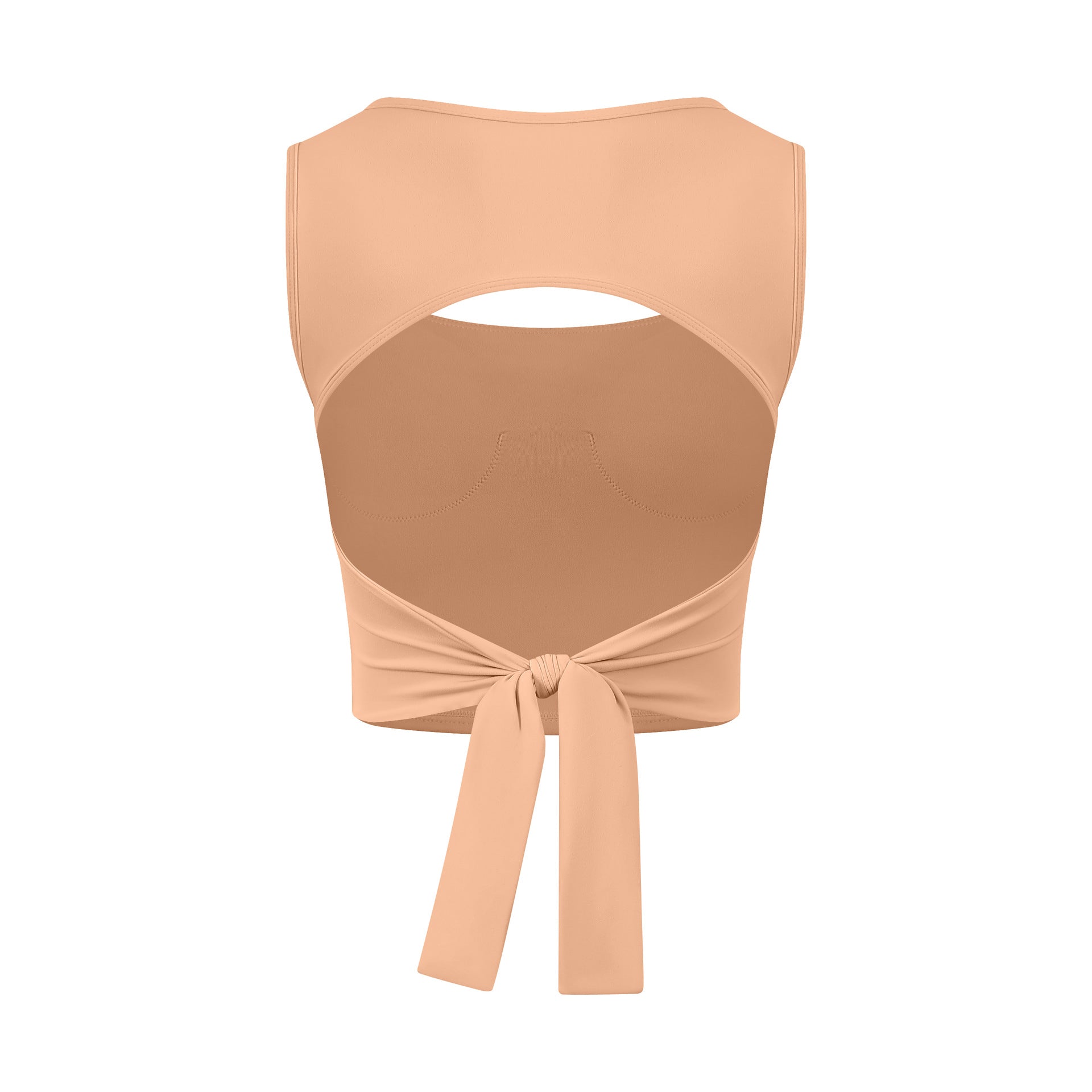 Peach adjustable shockproof outdoor running bra with back tie and cutout