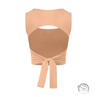 Peach adjustable shockproof outdoor running bra with back tie and cutout