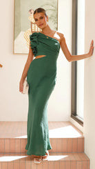 Elegant green one-shoulder gown from the Enchanting Slim Fit Dress collection in fashion