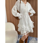 Stunning Layered Dress in white ruffled mini design, perfect for trendy fashion ملابس