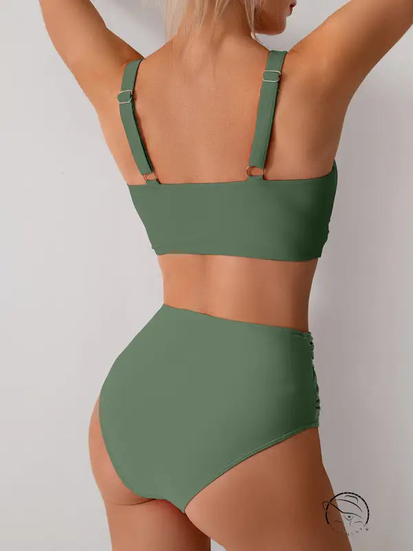Olive green gorgeous split swimsuit two-piece design