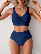 Navy blue two-piece Gorgeous Split Swimsuit, perfect for stylish summer fashion and ملابس