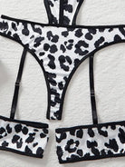Underwear Cow Leopard Halloween Character Cosplay Clothes Hollow out Cutout Backless Halter Set