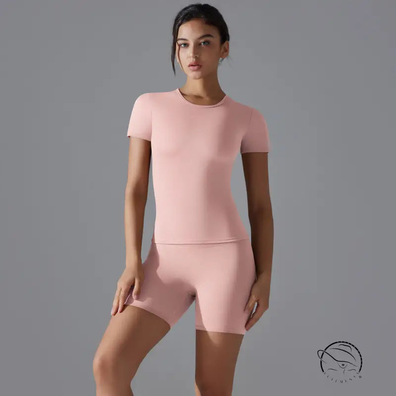 Spring Autumn t Shirt Quick Drying Yoga Clothes Short Sleeve Slim Fit Fitness Blouse Outdoor Running Sports Suit Women