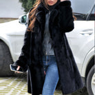 Exclusive Langry faux fur coat with plush black texture and high collar