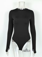 Black Langry autumn winter long-sleeved fashion bodysuit in sleek fabric