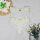 Gorgeous White Tube Top Bikini featuring a strapless bandeau top and ruched bottom for fashion