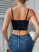 Langry floral camisole boning corset in black strapless crop top