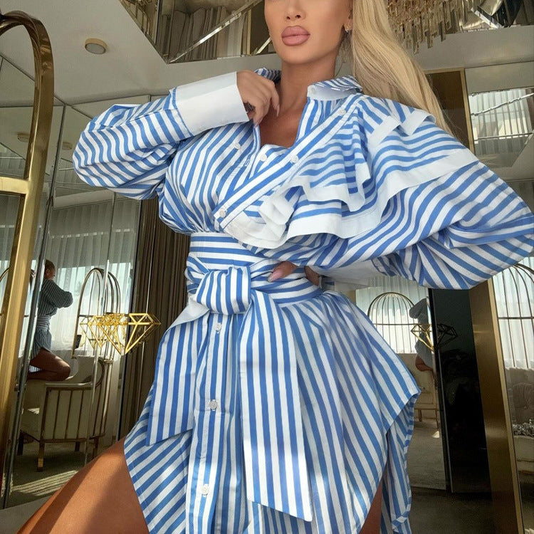 Blue and white striped shirt dress from Langry, perfect for stylish casual wear