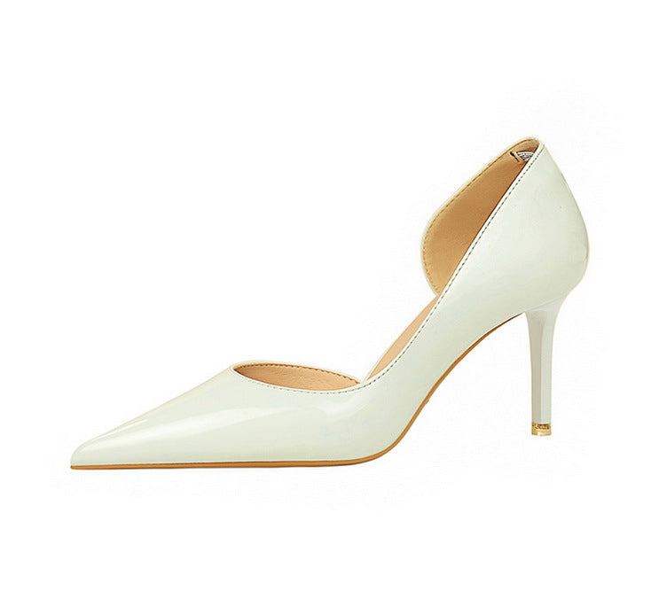 Shiny Patent Leather Side Hollow out High Heels