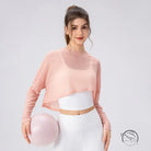 Women Yoga Blouse Long Sleeve Lightweight Breathable Workout Top Loose Outdoor Running Casual Sports