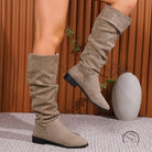 Pile Suede Slip on Knee High Boots