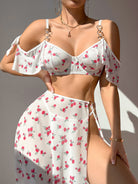 Stylish white floral off-shoulder top with ruffles, langry fashion ملابس