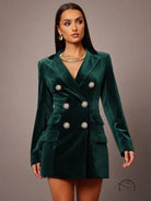 Elegant emerald green velvet blazer in langry fashion style