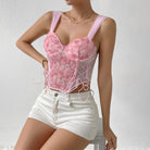 Pink floral corset top from Summer Sweet Romantic Floral Tied Spaghetti Strap Bra fashion