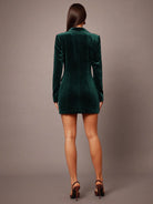 Elegant emerald green velvet blazer dress in langry fashion ملابس