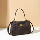 Brown leather handbag with gold hardware, Original Frosted Deerskin Bag for fashion enthusiasts
