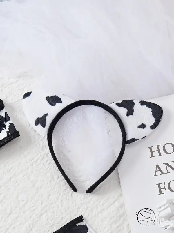 Underwear Cow Leopard Halloween Character Cosplay Clothes Hollow out Cutout Backless Halter Set