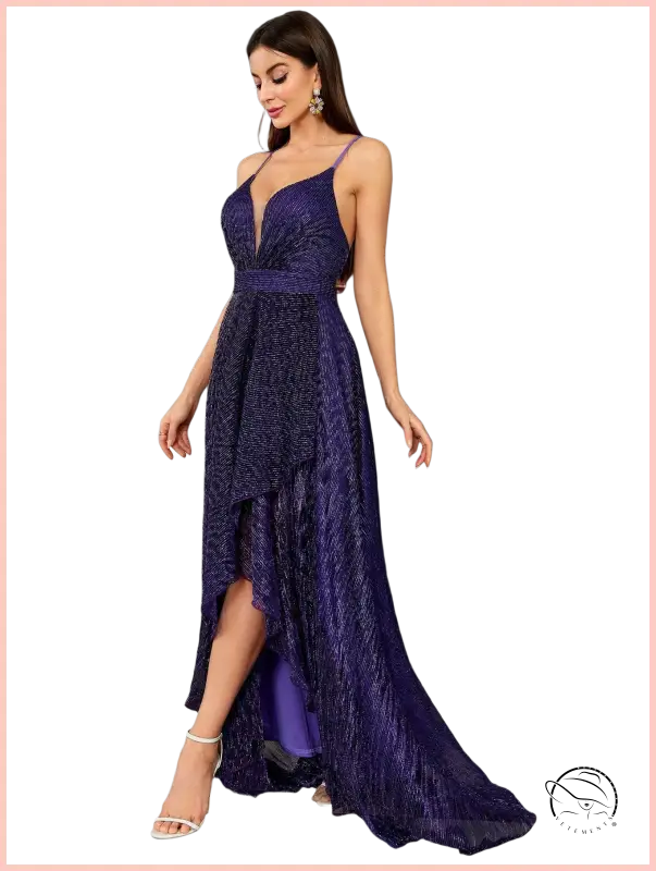 Elegant slim fit langry evening gown in deep purple fashion