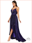 Elegant slim fit langry evening gown in deep purple fashion