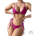 Vibrant fuchsia sexy bikini set with triangle top and side-tie bottoms