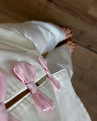 White and pink satin ribbon bow on Langry fashion pajamas set