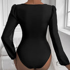 Women Clothing Black Mesh Stitching v Neck Jumpsuit