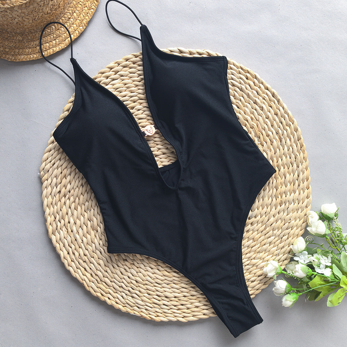 Black one-piece swimsuit from Langry, fashionable ملابس for women’s swimwear