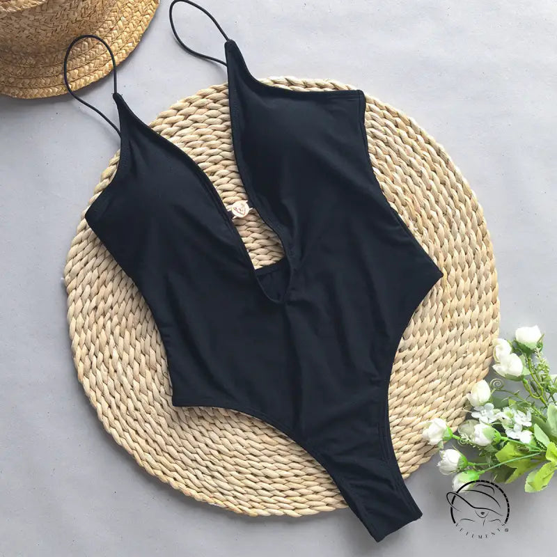 Black one-piece swimsuit for women bikini ladies swimwear
