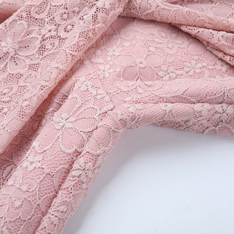 Dusty rose Langry fashion lace jumpsuit with floral pattern for bridal wear