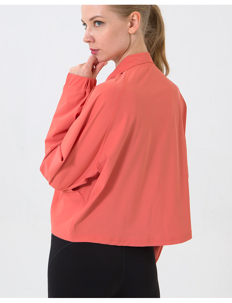 Autumn Winter Zip Up Shirt Women Girllulu Sports Top Stand Collar Loose Breathable Fitness Clothes Coat