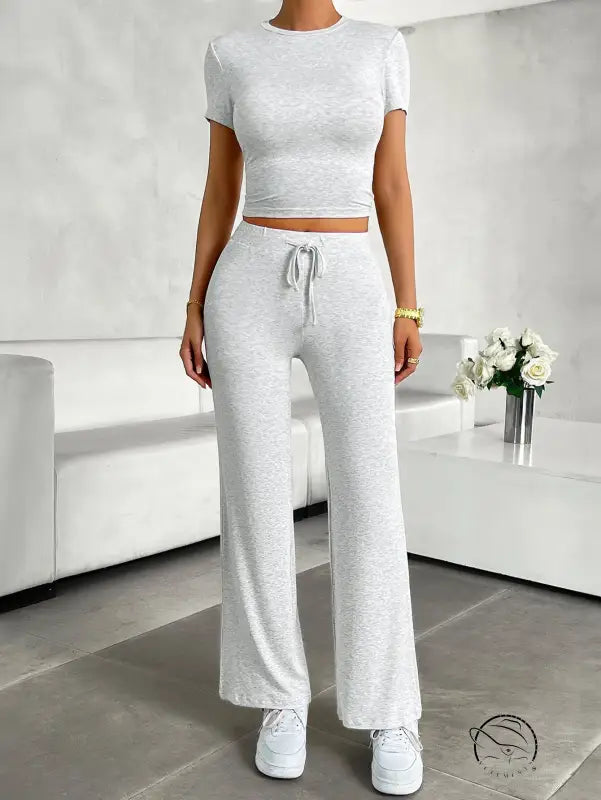 Light gray heathered langry fashion cropped top for yoga set