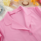 Soft pink satin langry fashion blouse with classic collar and buttons