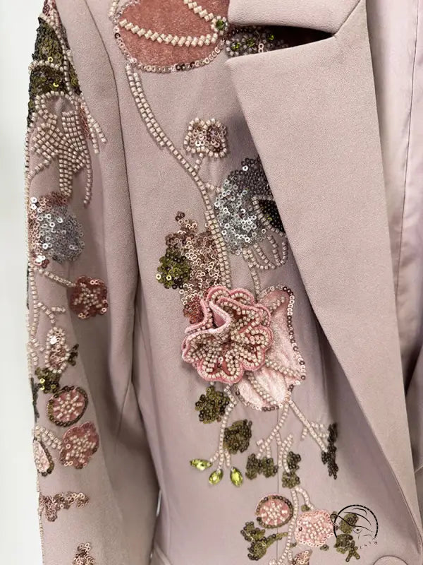 Lavender floral jacket with pearl embellishments in Langry fashion set