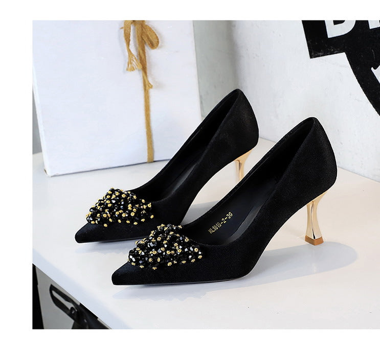 Metal Floral Comfortable High Heel