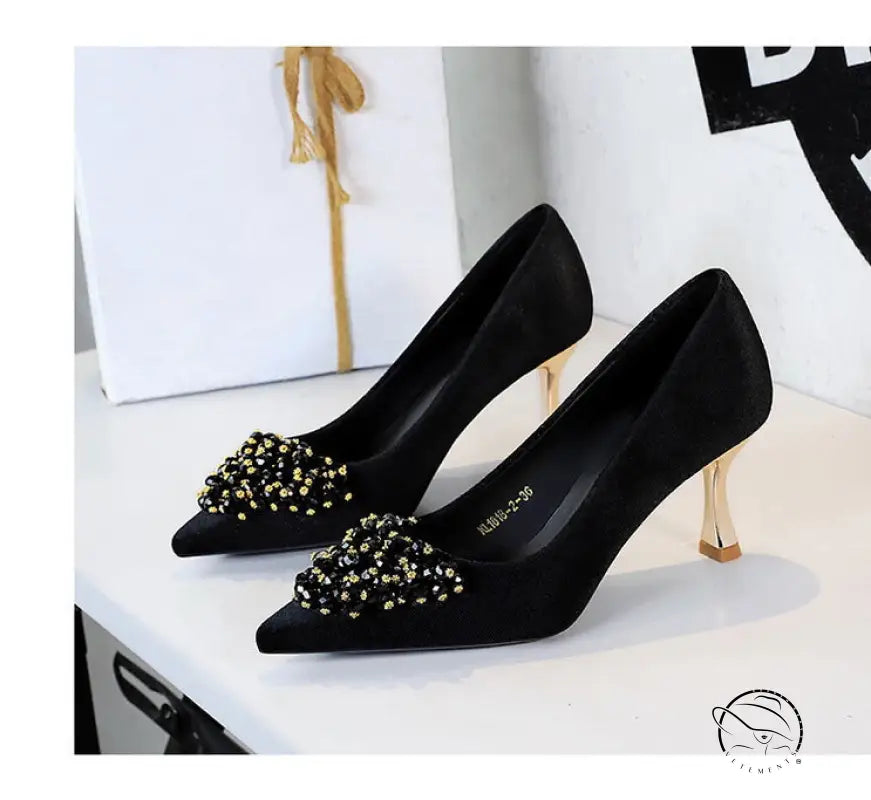 Metal Floral Comfortable High Heel