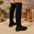 Suede Low Heel Over the Knee Boots