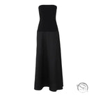 Stunning slim fitting black strapless maxi dress in langry fashion ملابس
