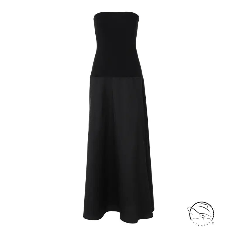 Stunning slim fitting black strapless maxi dress in langry fashion ملابس