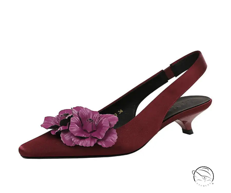 High Grade Floral Pointed Mid Heel Sandals