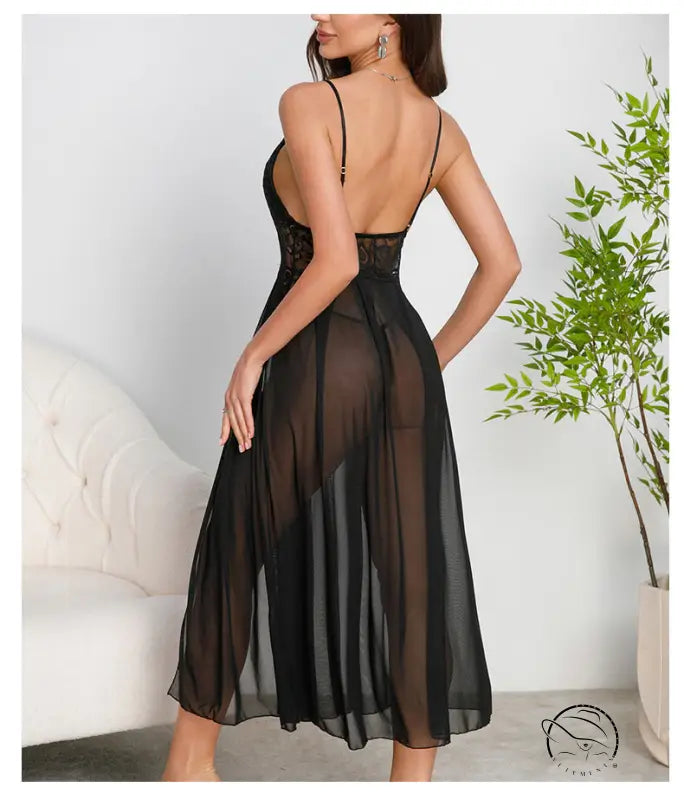 V Neck Backless Pearl Cami Nightdress