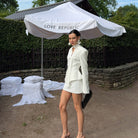 Elegant white sleeveless Langry fashion blazer and shorts set