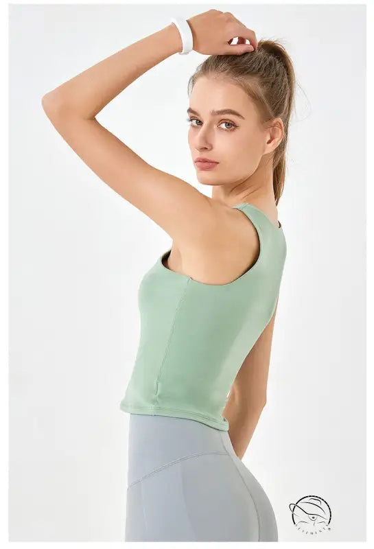 Round Neck Double Layer Sleeveless Sports Vest Women