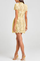 Enchanting Lace Yellow Round Neck Dress