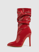 Leather Shoes Short High Heel Riding Boots