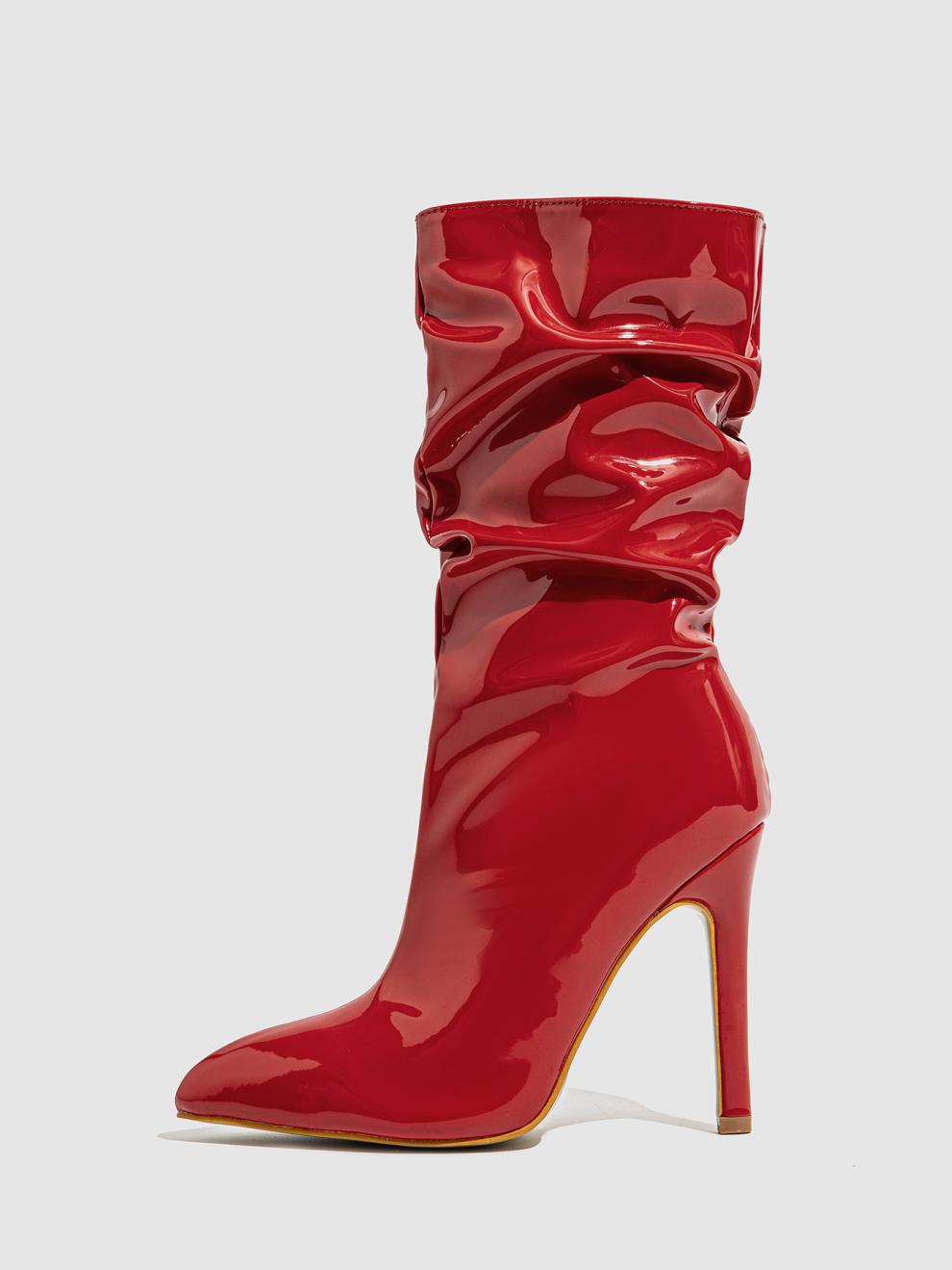 Leather Shoes Short High Heel Riding Boots