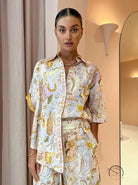 Summer casual langry fashion: patterned shirt and shorts set