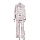 Pink paisley langry fashion pajama set with button-down top and pants