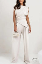 Gorgeous two piece sets jumpsuit with draped-top design