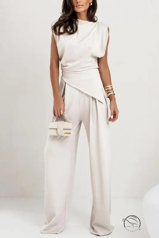 Gorgeous two piece sets jumpsuit with draped-top design